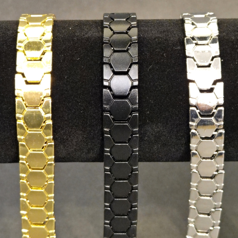 3 classic style 8 inch bracelets with magnetic healing properties...25003